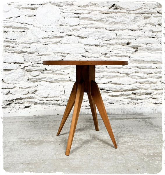 Guéridon Table d'Appoint Vintage Art Déco en Bois Exotique