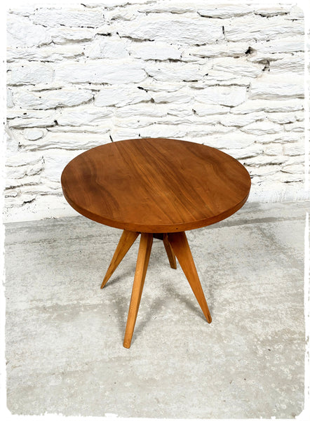 Guéridon Table d'Appoint Vintage Art Déco en Bois Exotique