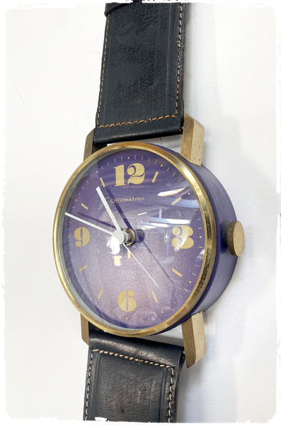 Grande Horloge Murale Montre-Bracelet Vintage Chrometron 75 x 14 cm