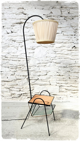 Lampadaire Liseuse Vintage avec Table d'Appoint