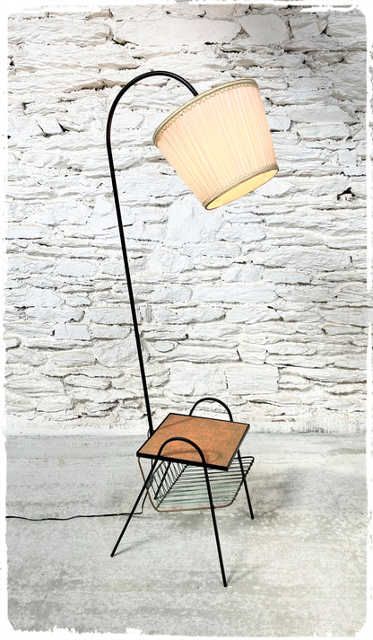 Lampadaire Liseuse Vintage avec Table d'Appoint