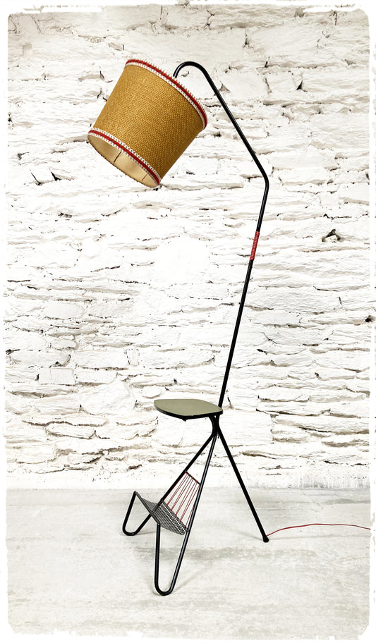 Lampadaire Liseuse Vintage Porte Revues Métal Perforé
