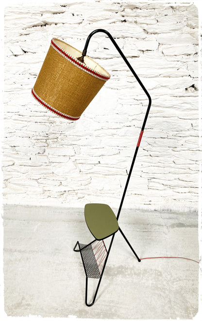 Lampadaire Liseuse Vintage Porte Revues Métal Perforé
