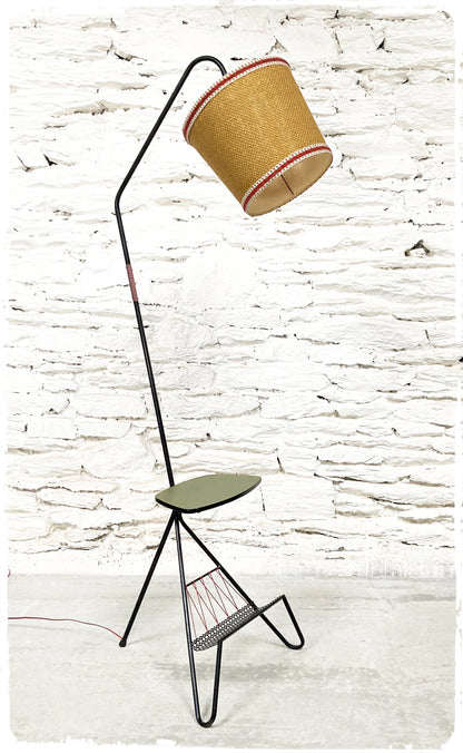 Lampadaire Liseuse Vintage Porte Revues Métal Perforé