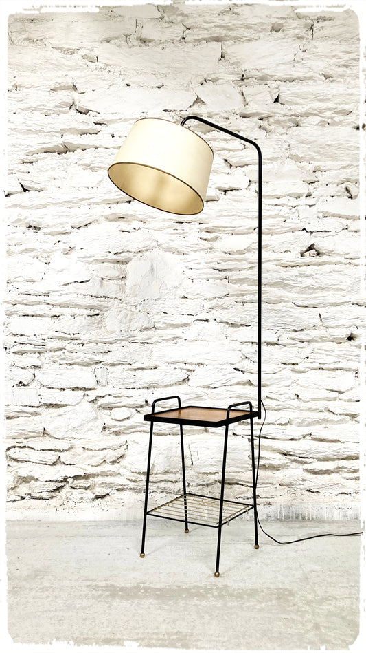 Lampadaire Liseuse Vintage avec Table d'Appoint