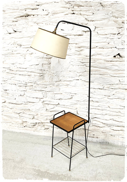 Lampadaire Liseuse Vintage avec Table d'Appoint