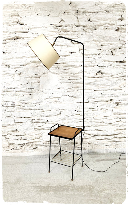 Lampadaire Liseuse Vintage avec Table d'Appoint