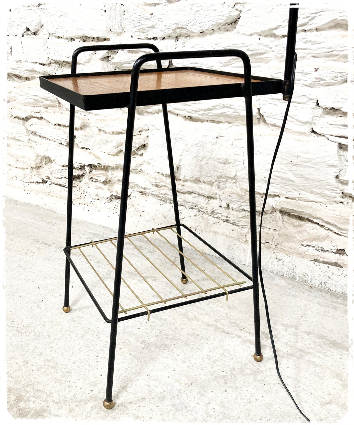 Lampadaire Liseuse Vintage avec Table d'Appoint