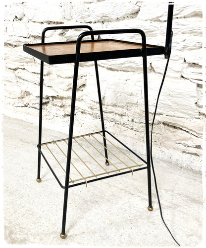 Lampadaire Liseuse Vintage avec Table d'Appoint