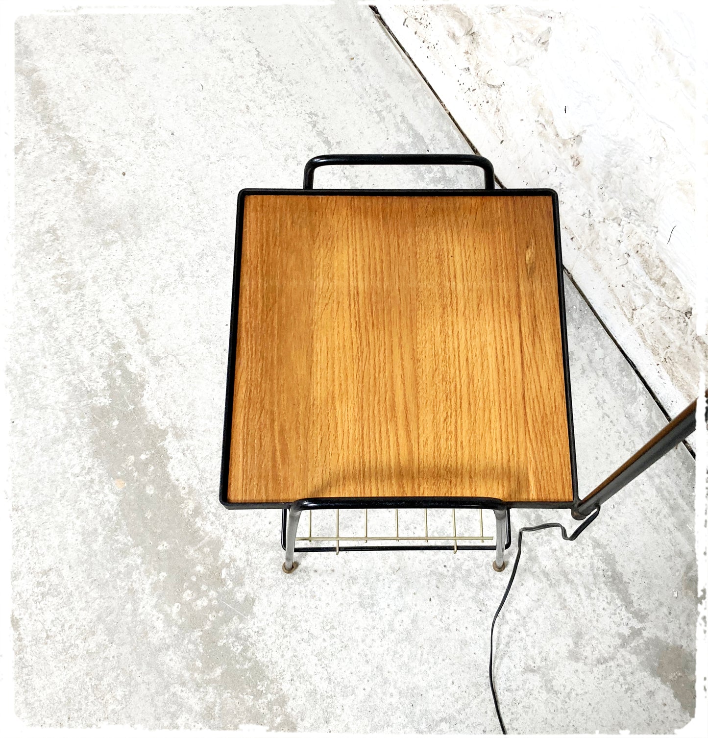 Lampadaire Liseuse Vintage avec Table d'Appoint