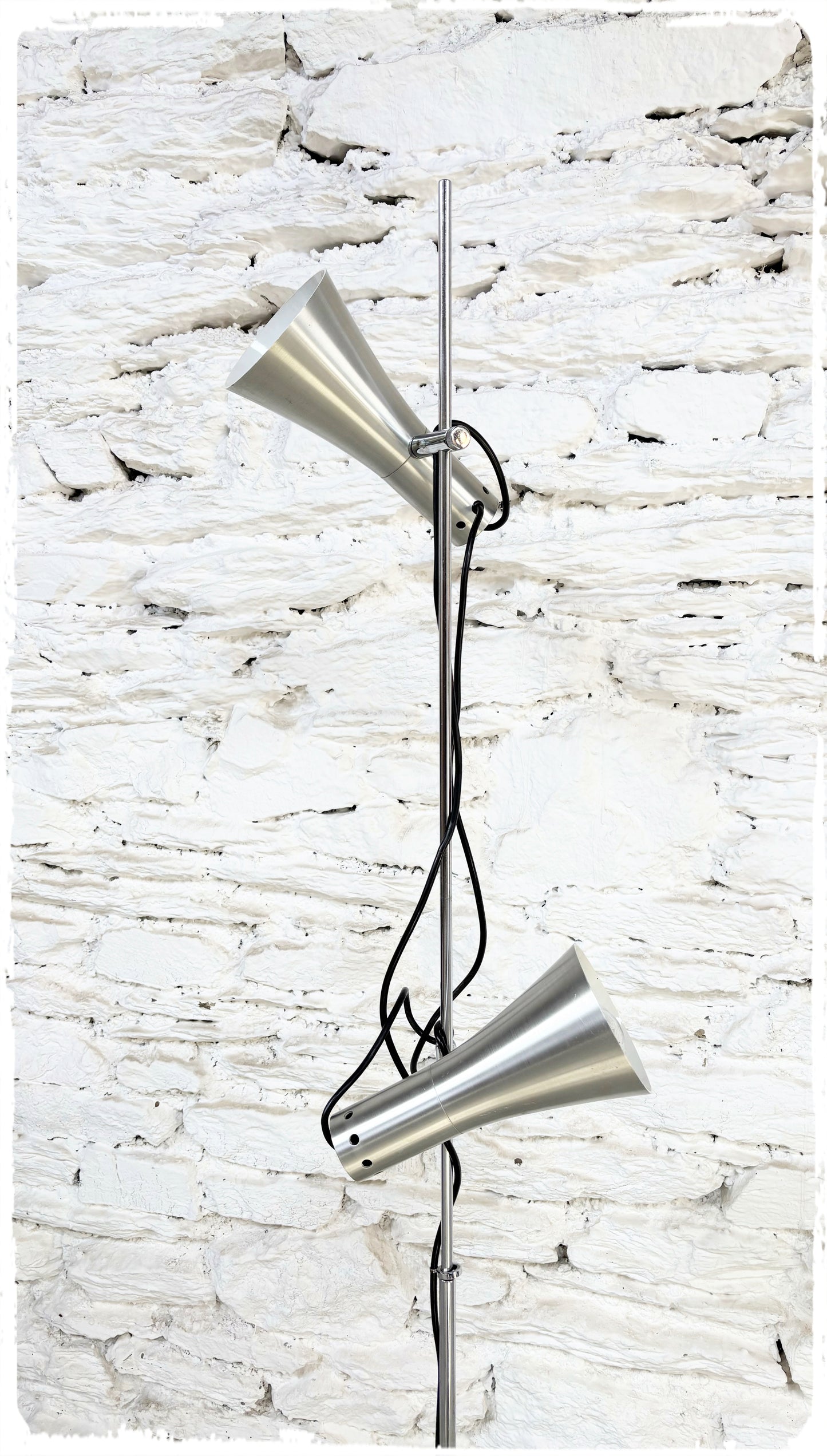 Lampadaire Vintage Années 70 2 Feux Métal Brossé