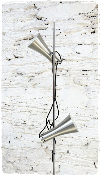 Lampadaire Vintage Années 70 2 Feux Métal Brossé