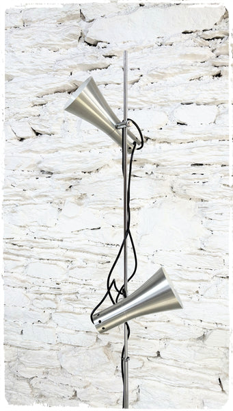 Lampadaire Vintage Années 70 2 Feux Métal Brossé