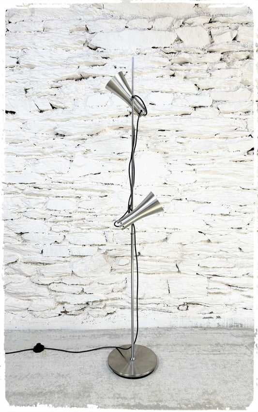 Lampadaire Vintage Années 70 2 Feux Métal Brossé