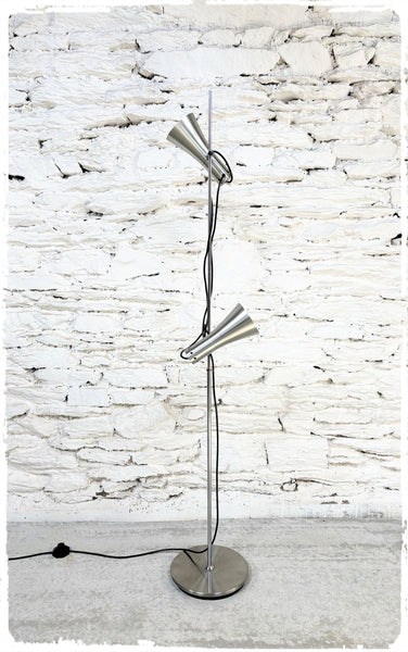 Lampadaire Vintage Années 70 2 Feux Métal Brossé