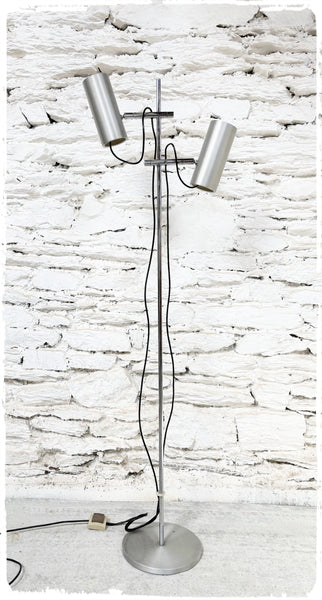 Lampadaire Vintage Années 70 2 Feux Métal Brossé
