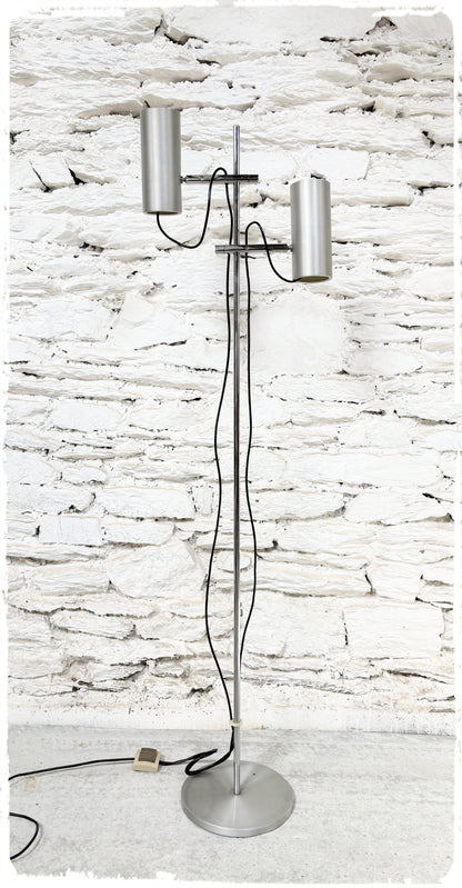 Lampadaire Vintage Années 70 2 Feux Métal Brossé