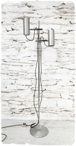 Lampadaire Vintage Années 70 2 Feux Métal Brossé