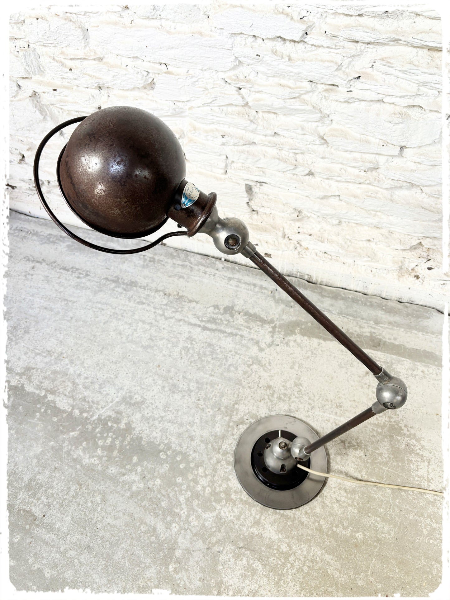 Lampe d’Atelier Articulée Vintage Jielde 2 Bras Avec Socle