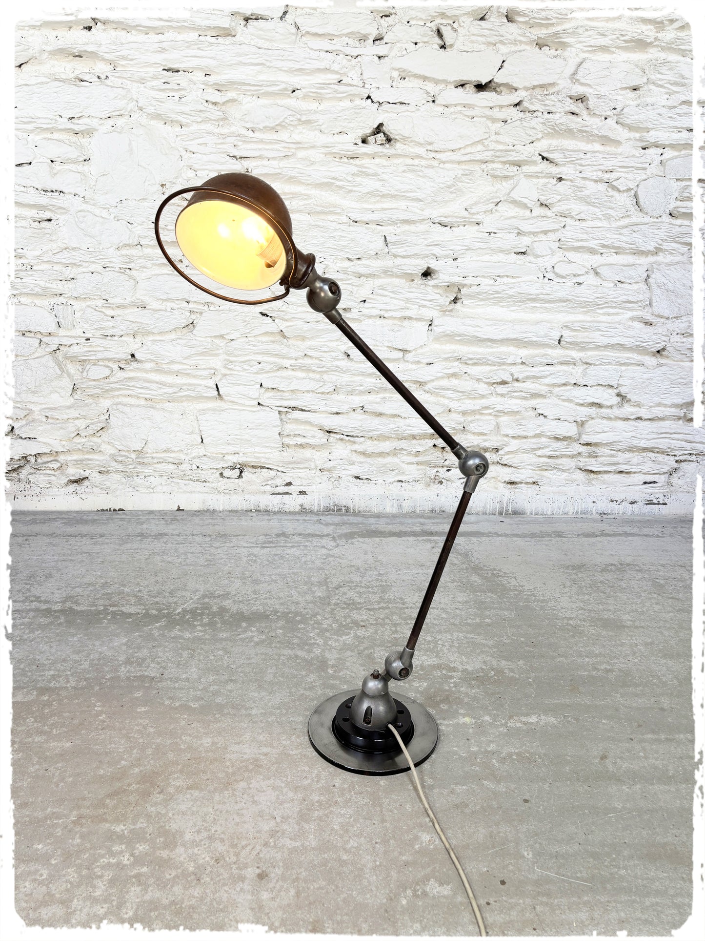 Lampe d’Atelier Articulée Vintage Jielde 2 Bras Avec Socle