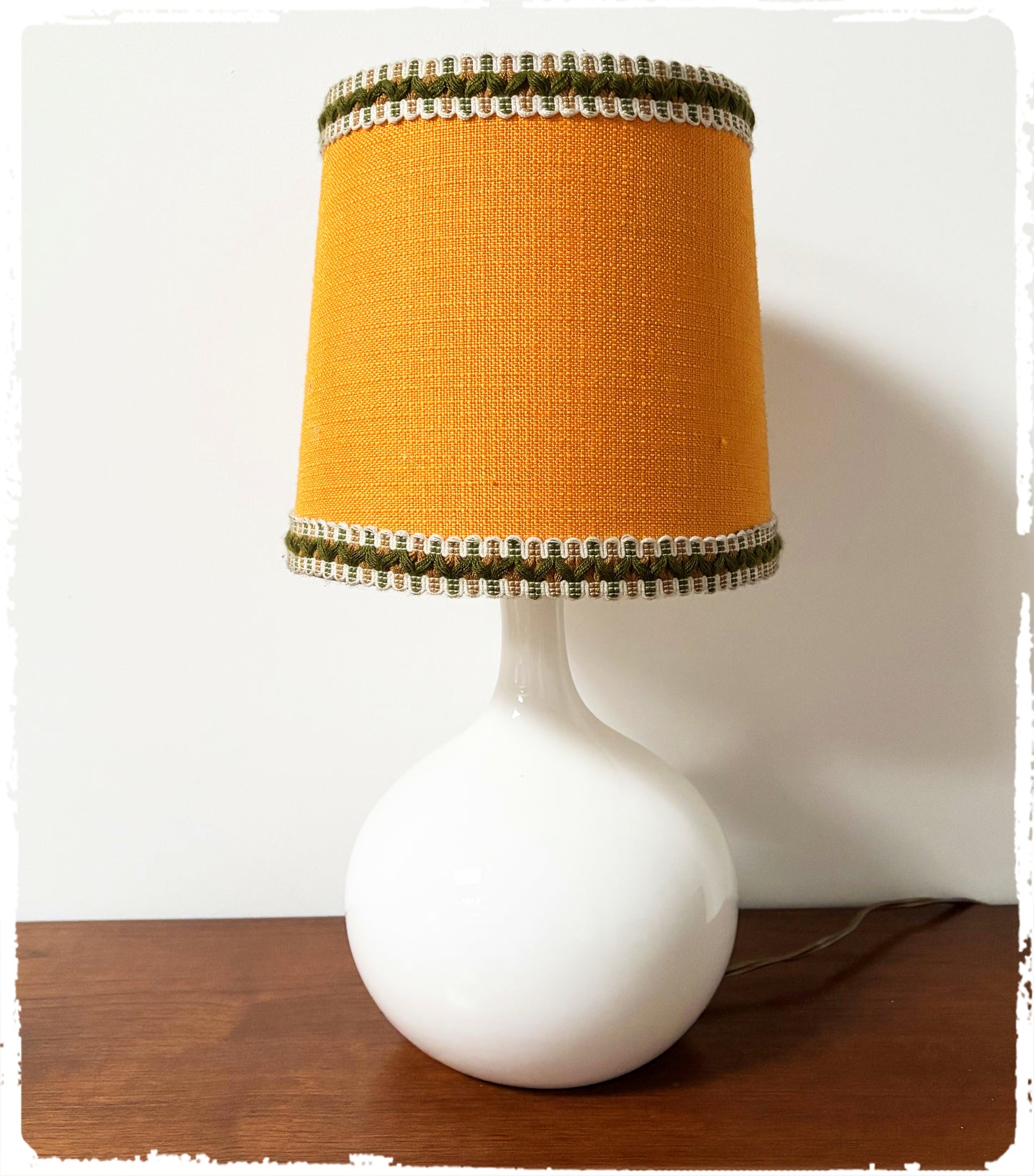 Lampe de Table Vintage Années 70 Blanche & Orange