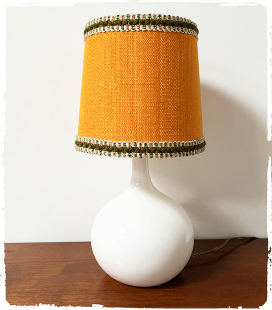 Lampe de Table Vintage Années 70 Blanche & Orange