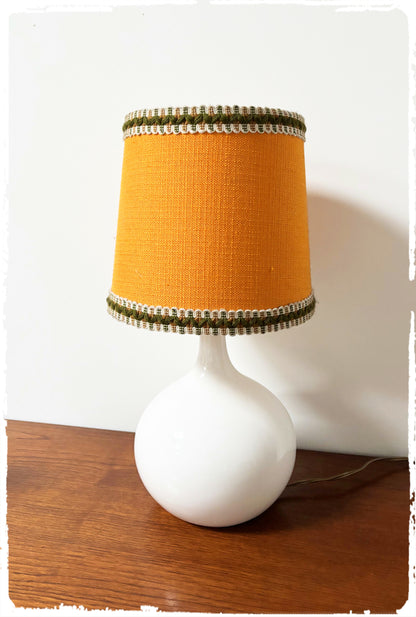 Lampe de Table Vintage Années 70 Blanche & Orange