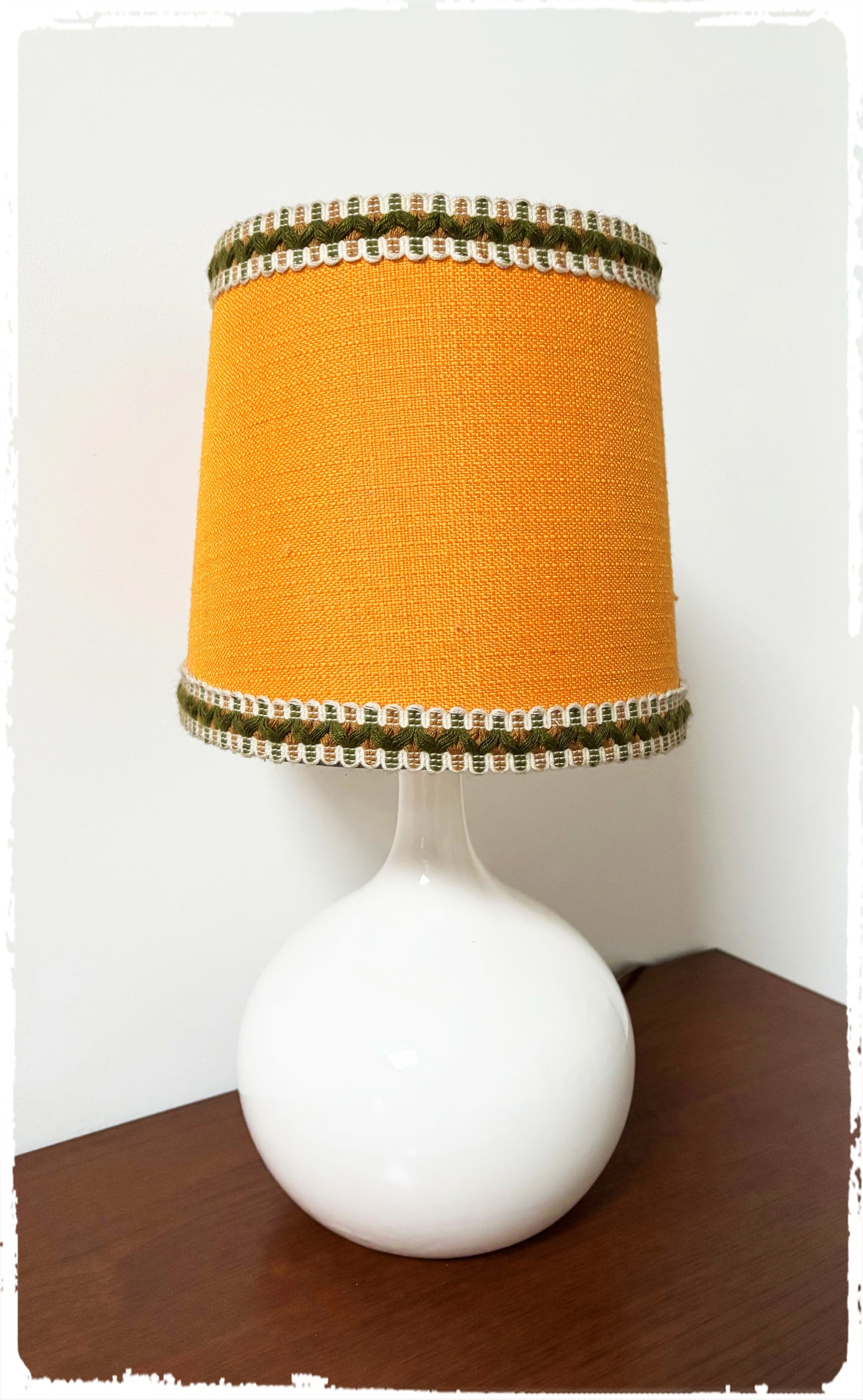 Lampe de Table Vintage Années 70 Blanche & Orange