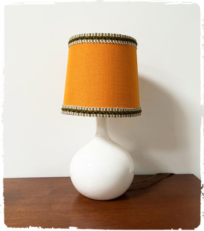 Lampe de Table Vintage Années 70 Blanche & Orange