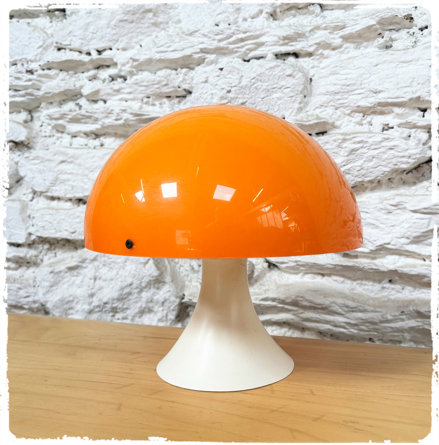 Lampe de Table Vintage Mushroom Pied Tulipe Années 70 Orange