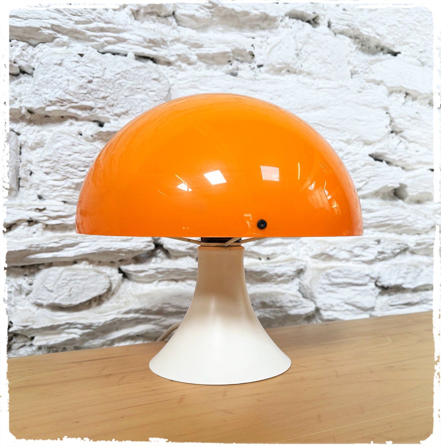 Lampe de Table Vintage Mushroom Pied Tulipe Années 70 Orange