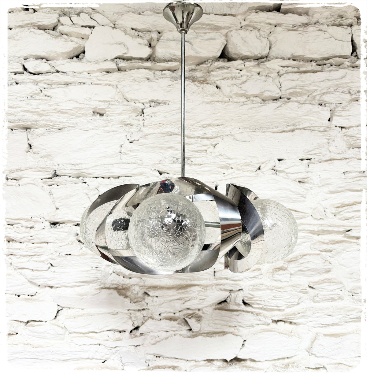 Lustre Chromé 4 Feux Vintage Space Age
