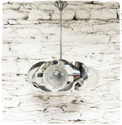 Lustre Chromé 4 Feux Vintage Space Age