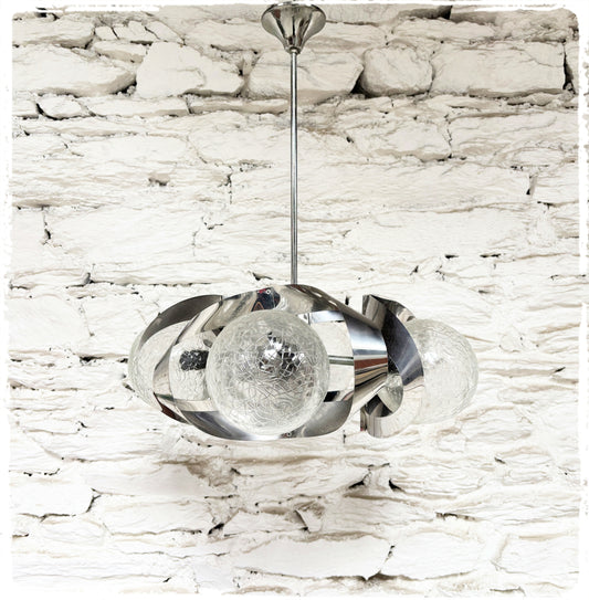 Lustre Chromé 4 Feux Vintage Space Age