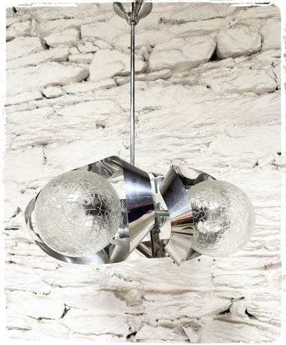Lustre Chromé 4 Feux Vintage Space Age