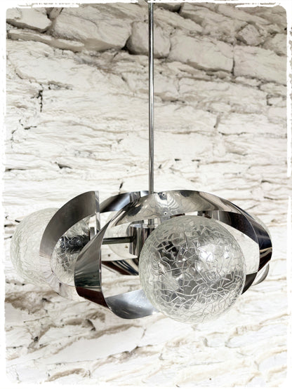 Lustre Chromé 4 Feux Vintage Space Age