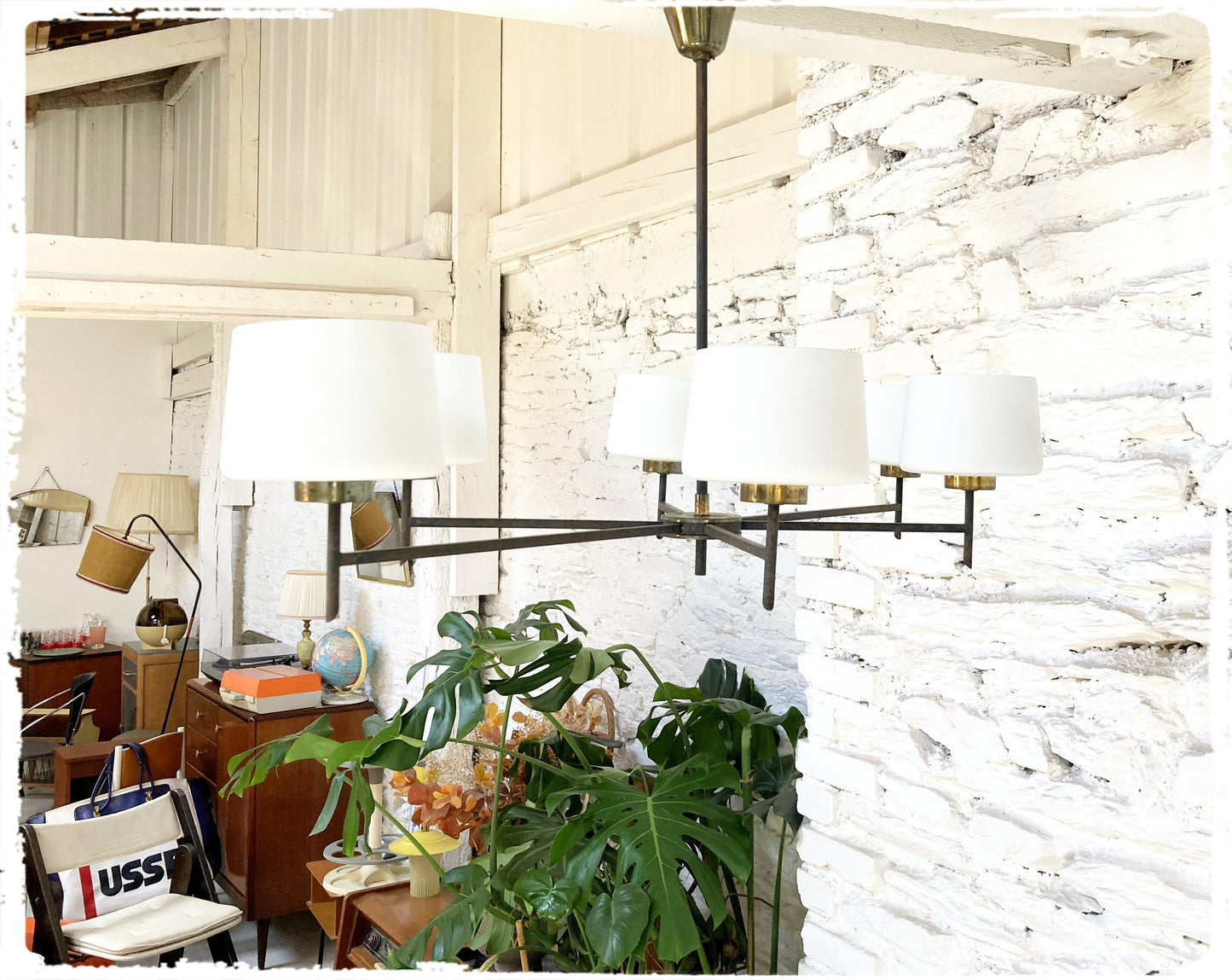 Grand Lustre Vintage 6 Feux Style Maison Arlus