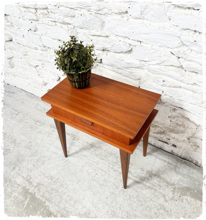 Meuble d'Appoint Chevet Vintage Style Scandinave en Teck