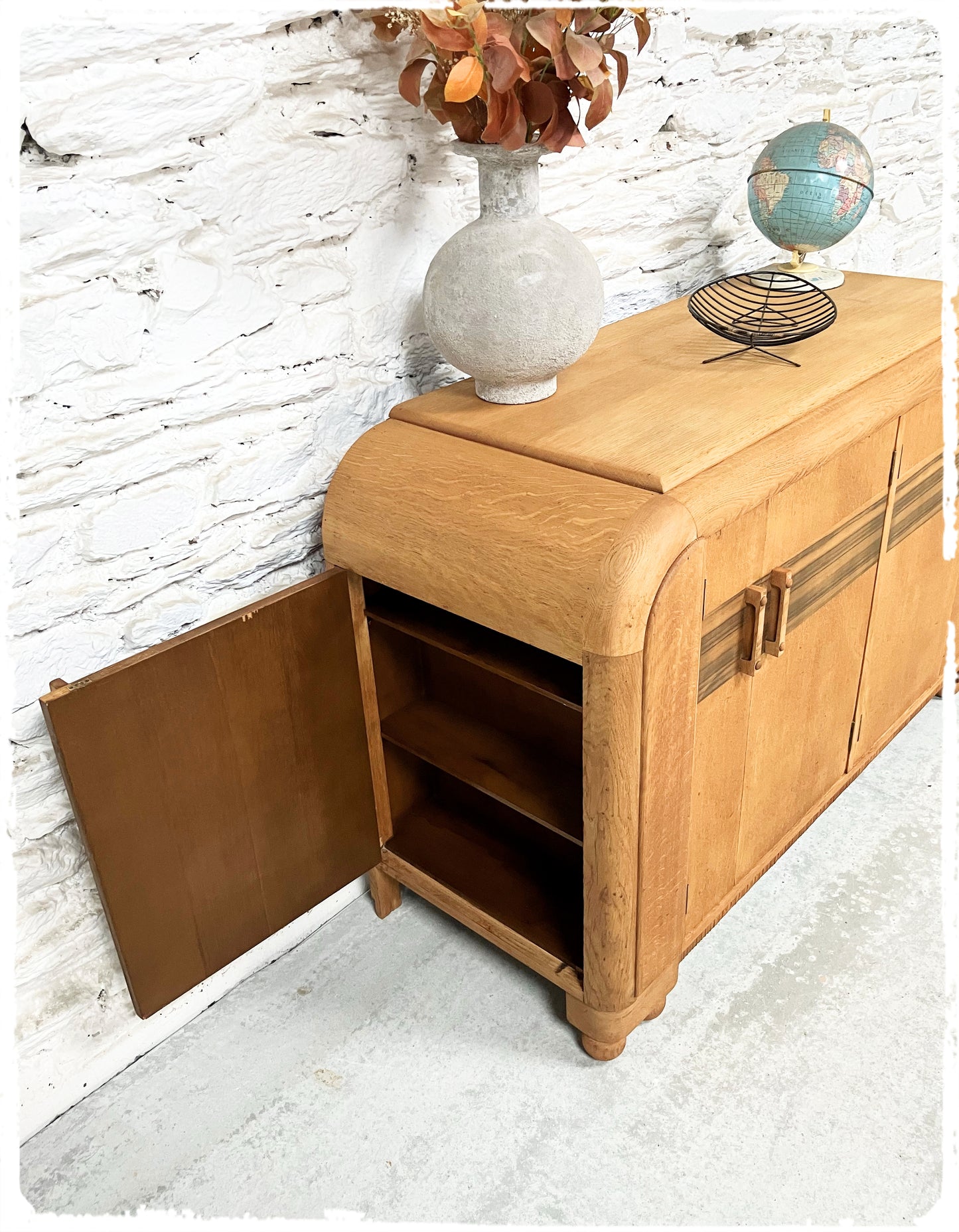 Meuble Buffet Bar à Cocktails Art Déco Vintage en Chêne