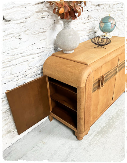 Meuble Buffet Bar à Cocktails Art Déco Vintage en Chêne