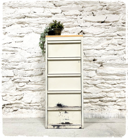 Meuble de Métier d'Atelier Vintage à Clapets Métal et Bois
