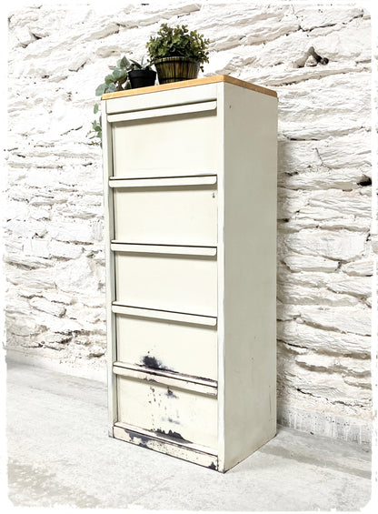 Meuble de Métier d'Atelier Vintage à Clapets Métal et Bois