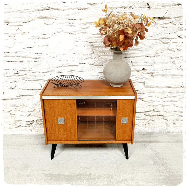 Meuble Hi-Fi Rangement Bar Vintage Pieds Compas Noirs
