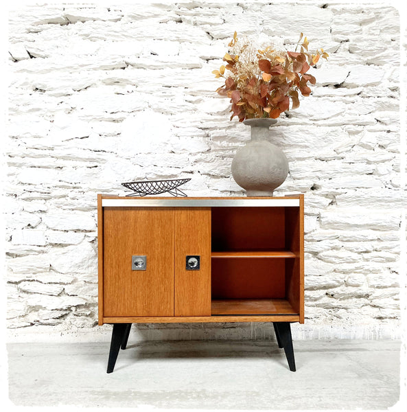 Meuble Hi-Fi Rangement Bar Vintage Pieds Compas Noirs