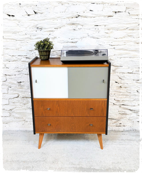 Meuble Hi-fi Rangement Commode Vintage Pieds Compas