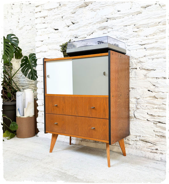 Meuble Hi-fi Rangement Commode Vintage Pieds Compas