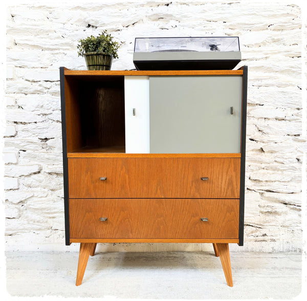 Meuble Hi-fi Rangement Commode Vintage Pieds Compas