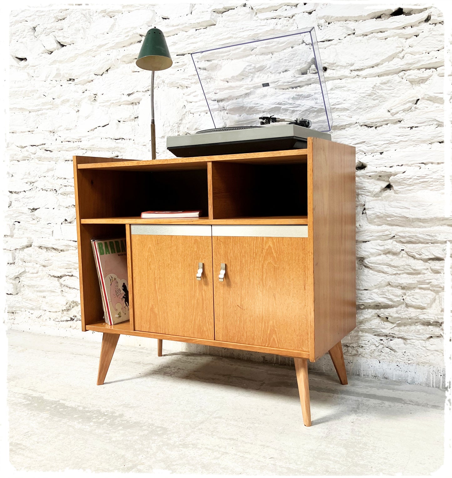 Meuble Hi-Fi Rangement Vintage Pieds Compas