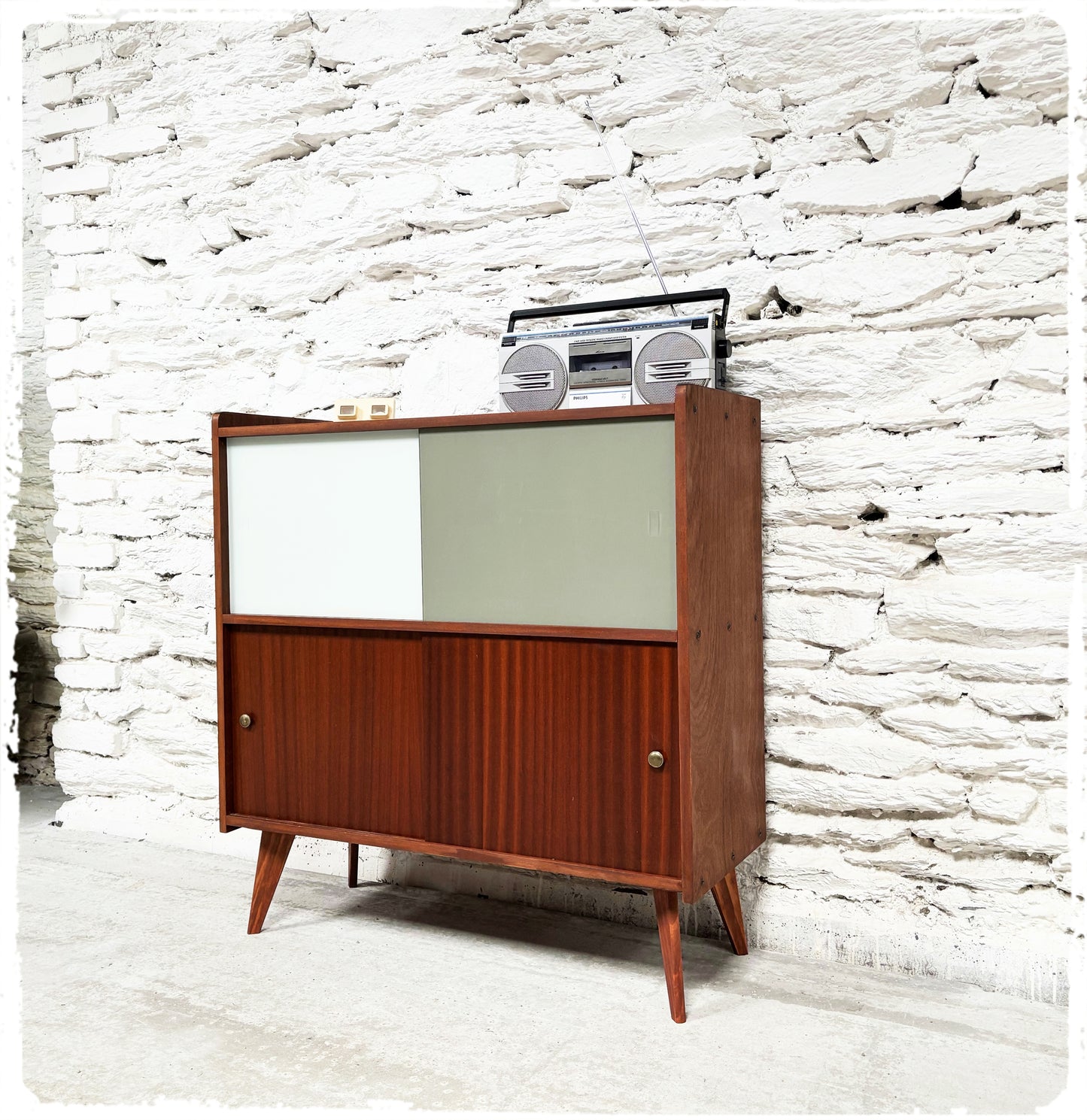 Meuble Hi-fi Rangement Vinyles Vintage Pieds Compas