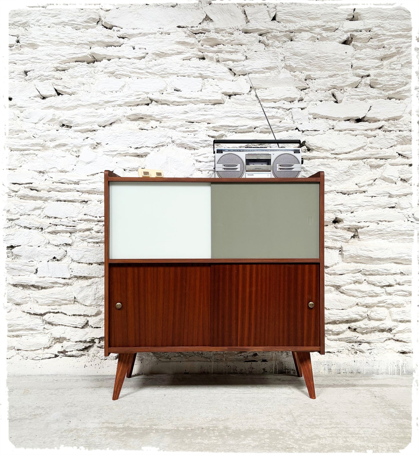 Meuble Hi-fi Rangement Vinyles Vintage Pieds Compas